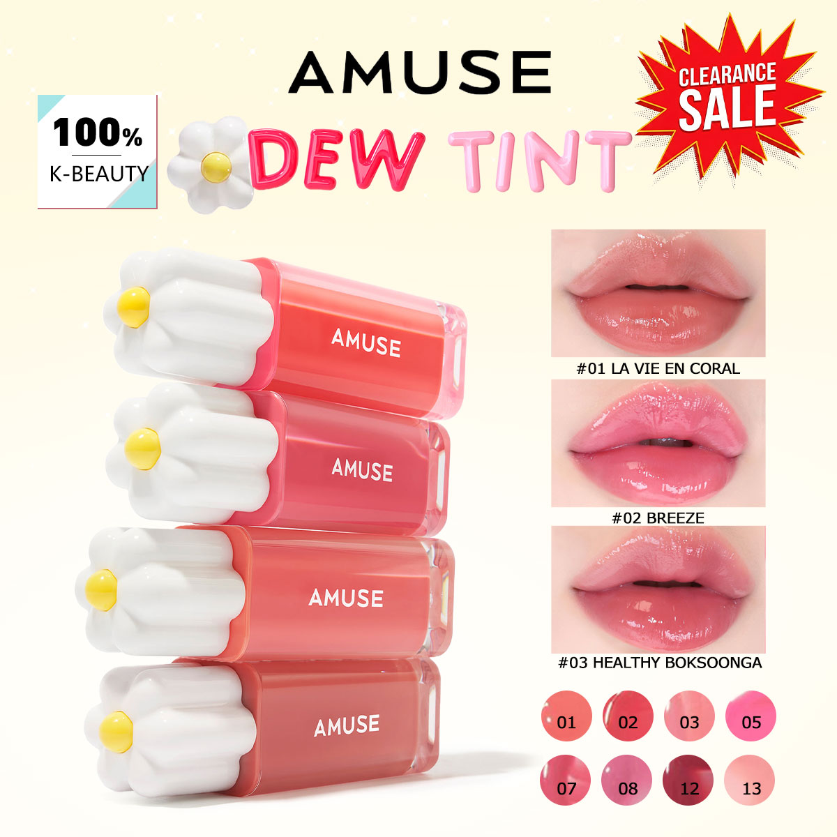 Lip Tint Korean - [ClearanceSale] AMUSE DEW TINT,Dewy/Watery Texture,Lightweight &