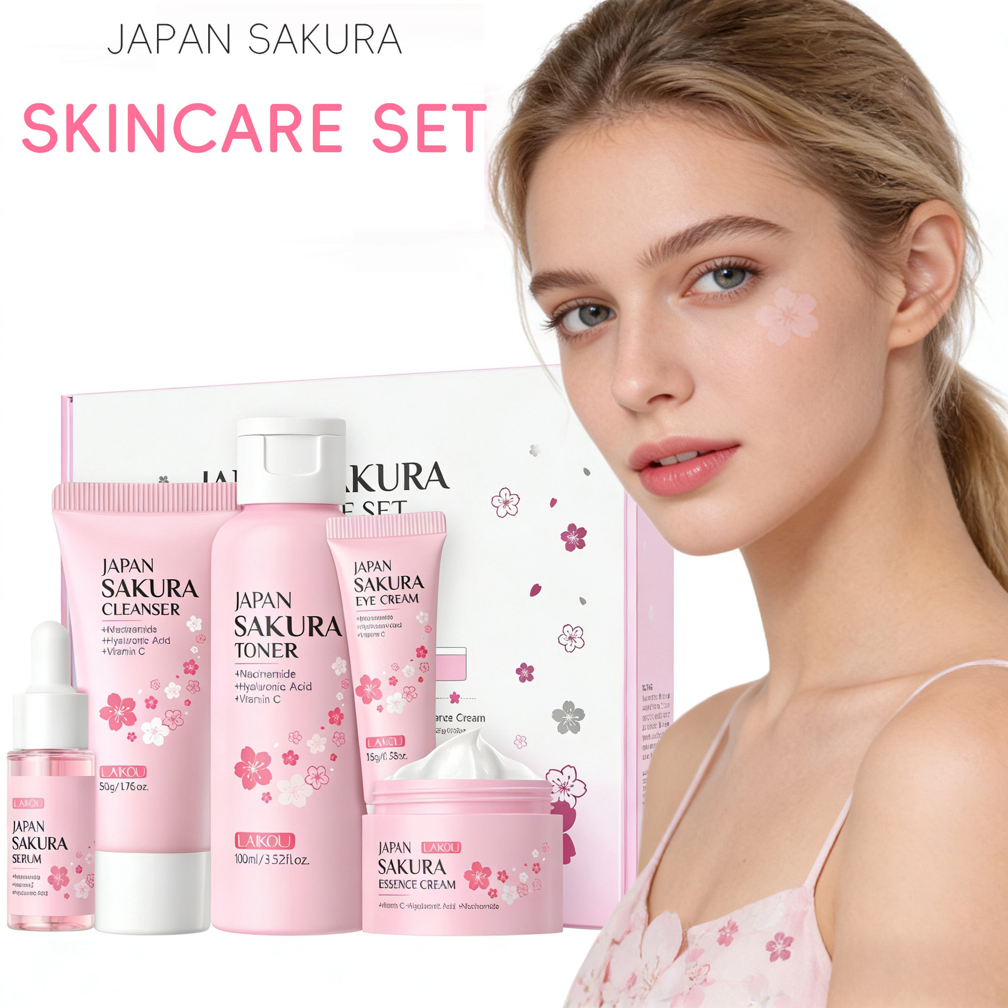 LAIKOU Sakura 5pcs Skin Care K - Essence Serum Toner avaliação e preço