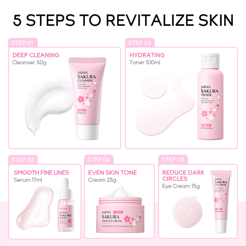 LAIKOU Sakura 5pcs Skin Care K - Essence Serum Toner avaliação e preço