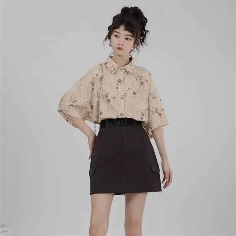 Shirts Women Corduroy Patch Po - Korean Student Lifestyle avaliação e preço