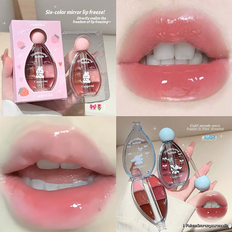 6 Color Mirror Lip Gloss Palet - Lip Tint Korean avaliação e preço