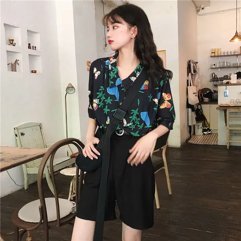 Shirts Women Corduroy Patch Po - Korean Student Lifestyle avaliação e preço